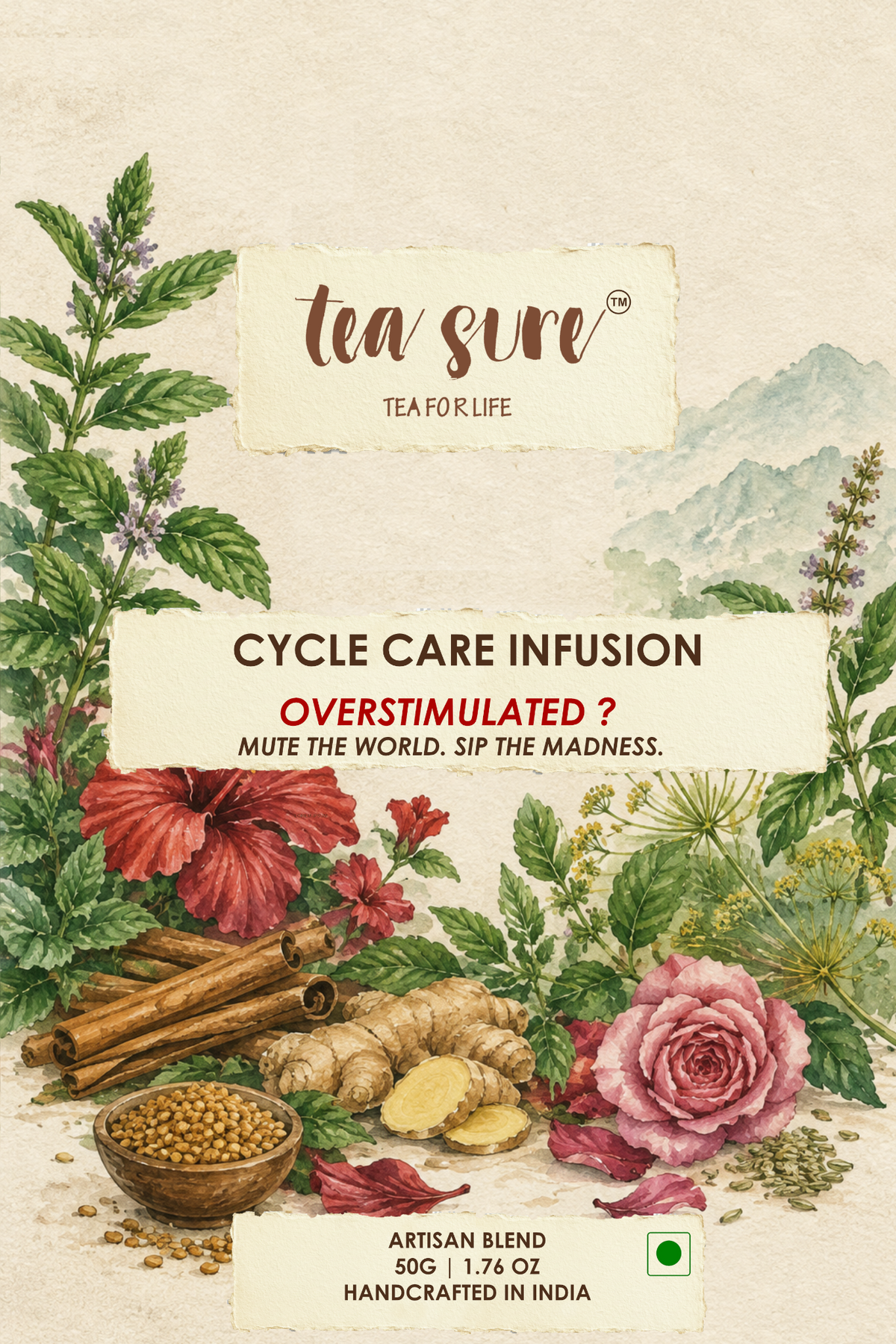 TeaSure Cycle Care Infusion, 50 g front label